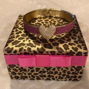 Betsey Johnson pink glitter bracelet with heart